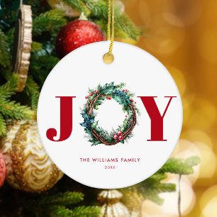 Adorno De Cerámica Joy Navidades Wreath Floral