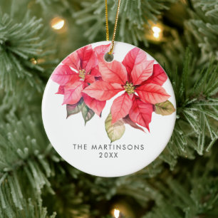 Adorno De Cerámica Joy Poinsettia Navidades coronaron con bayas