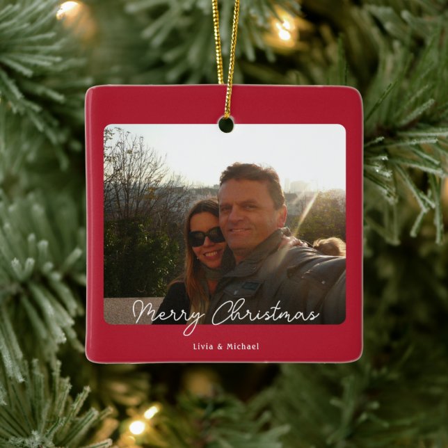 Adorno De Cerámica Joy Red Photo Merry Christmas (Árbol)