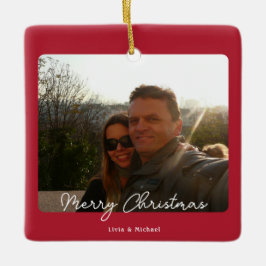 Adorno De Cerámica Joy Red Photo Merry Christmas