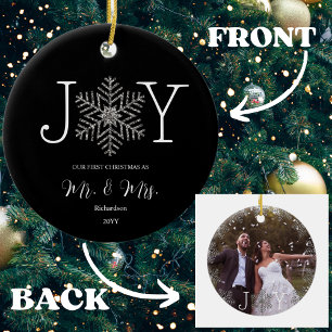 Adorno De Cerámica Joy Snowflake Nuestra primera Navidad como Sr. y S