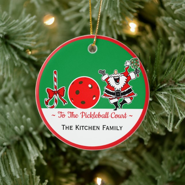 Adorno De Cerámica Joy to the Pickleball Court Santa Personalized (Árbol)