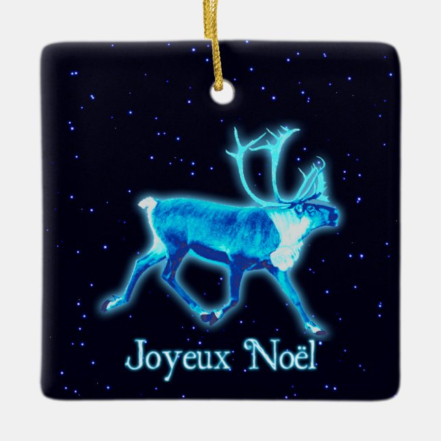 Adorno De Cerámica Joyeux Noё l - Blue Caribou (Reno) (Anverso)