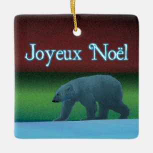 Adorno De Cerámica Joyeux Noё l - Oso Polar de Luces Polares