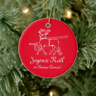Adorno De Cerámica Joyeux Noël et bonne annee Navidad Francesa
