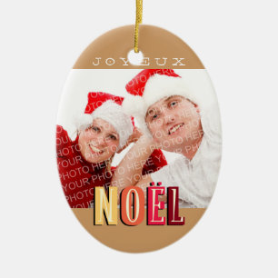 Adorno De Cerámica Joyeux Noel funky earth navidades marrones feriado