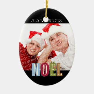Adorno De Cerámica Joyeux Noel funky navidades de color azul verde ro