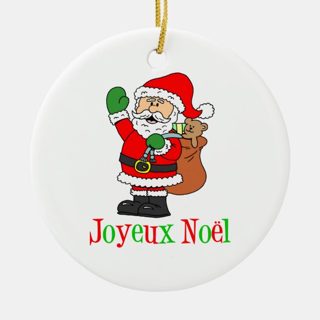 Adorno De Cerámica Joyeux Noel Santa Ornament (Frente)