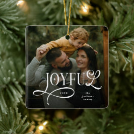 Adorno De Cerámica Joyful Family 2 Photo Christmas
