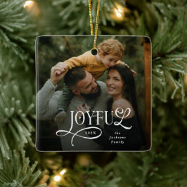 Adorno De Cerámica Joyful Family 2 Photo Christmas