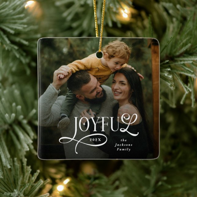 Adorno De Cerámica Joyful Family 2 Photo Christmas  (Árbol)
