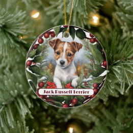 Adorno De Cerámica Joyful Jack Russel, Navidades personalizados
