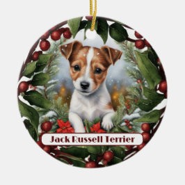 Adorno De Cerámica Joyful Jack Russel, Navidades personalizados