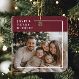 Adorno De Cerámica Joyful Merry Blessed Personalized Christmas Photo 