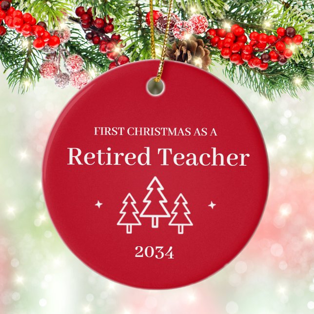 Adorno De Cerámica Jubilación del Personalizado de Maestros Retirados (Retired Teacher Custom 1st Christmas Retirement Ceramic Ornament
)