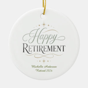 Adorno De Cerámica Jubilación Feliz Nombre Personalizado