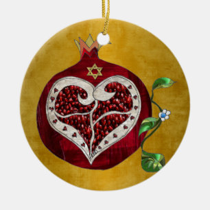 Adorno De Cerámica judaica, granada, granada+corazón, janucá, lee