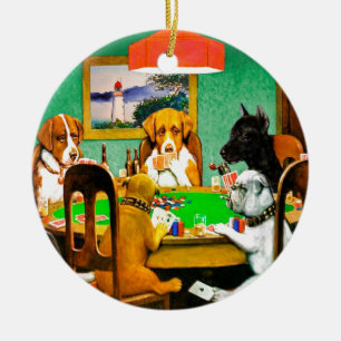 Adorno De Cerámica Juego de cartas de póquer para perros