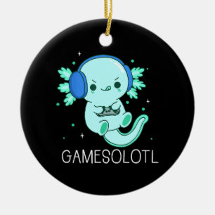 Adorno De Cerámica Juegos Kawaii Ajolote Jugador De Videojuegos