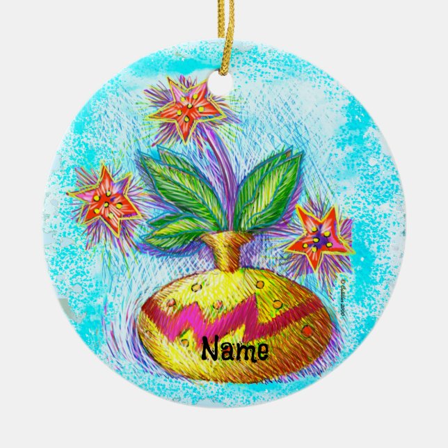 Adorno De Cerámica Jug O Flowers (Frente)