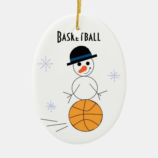 Adorno De Cerámica Jugador de baloncesto de Snowman (Frente)