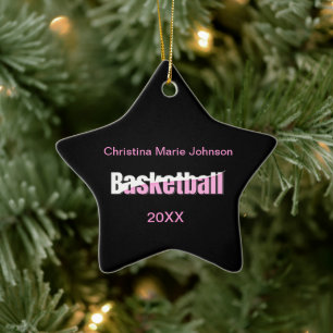 Adorno De Cerámica Jugador de baloncesto Girona Tipografía Rosa