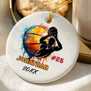 Adorno De Cerámica Jugador de Baloncesto Gráfico Naranja Deportivo