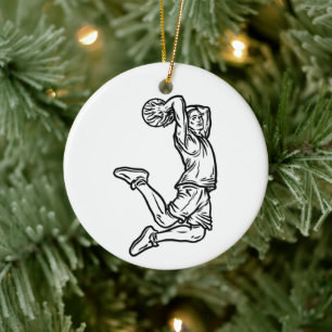 Adorno De Cerámica Jugador de baloncesto Haciendo Slam Dunk Dark Desi