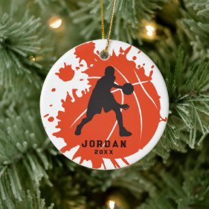Adorno De Cerámica Jugador de Baloncesto Personalizado Naranja Negro