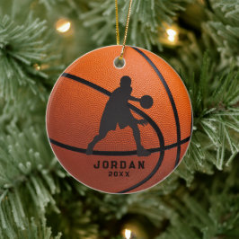 Adorno De Cerámica Jugador de Baloncesto Personalizado Navidad Naranj