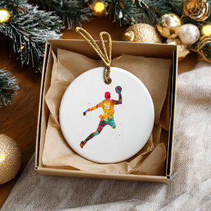 Adorno De Cerámica Jugador de Balonmano Colorido