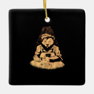 Adorno De Cerámica Jugador de Bear Poker Jugando Tarjetas Lucky Gambl