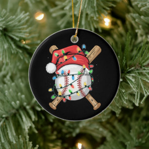 Adorno De Cerámica Jugador de béisbol de Navidad Santa Deportes 