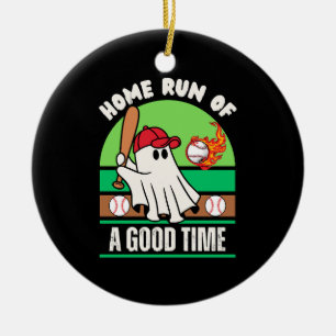Adorno De Cerámica Jugador de béisbol fantasma Halloween
