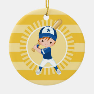Adorno De Cerámica Jugador de béisbol, Redhead Boy