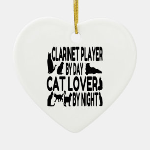 Adorno De Cerámica Jugador de Clarinet de Cat Lover