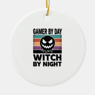 Adorno De Cerámica Jugador De Día Bruja De Noche Diseño Retro De Hall