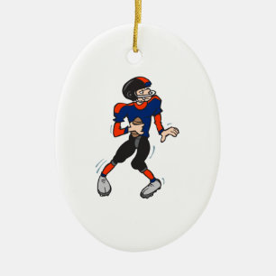 Adorno De Cerámica jugador de fútbol americano quarterback caricatura