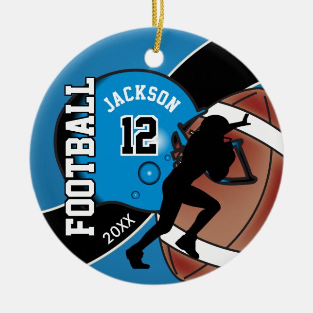 Adorno De Cerámica Jugador de fútbol azul y negro (Frente)