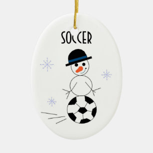Adorno De Cerámica Jugador de fútbol de muñeco de nieve