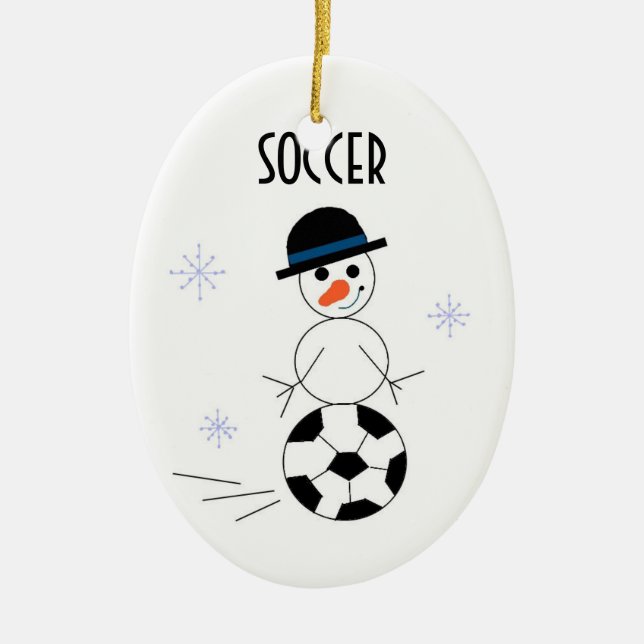 Adorno De Cerámica Jugador de fútbol de Snowman (Frente)