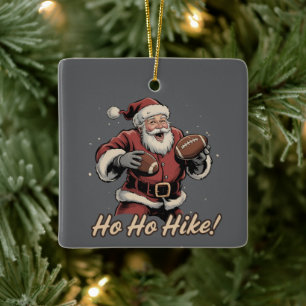 Adorno De Cerámica Jugador de Fútbol Retro Santa Ho Ho Hike Navidad