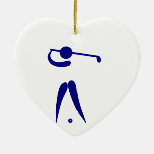Adorno De Cerámica Jugador de golf azul blanco Deportes, agregar text