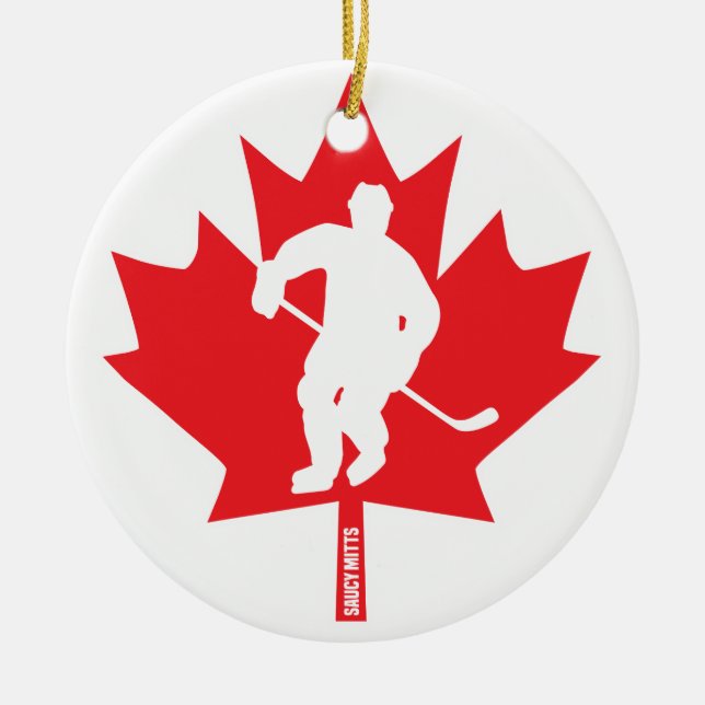 Adorno De Cerámica Jugador de Hockey Maple Leaf de Canadá (Frente)