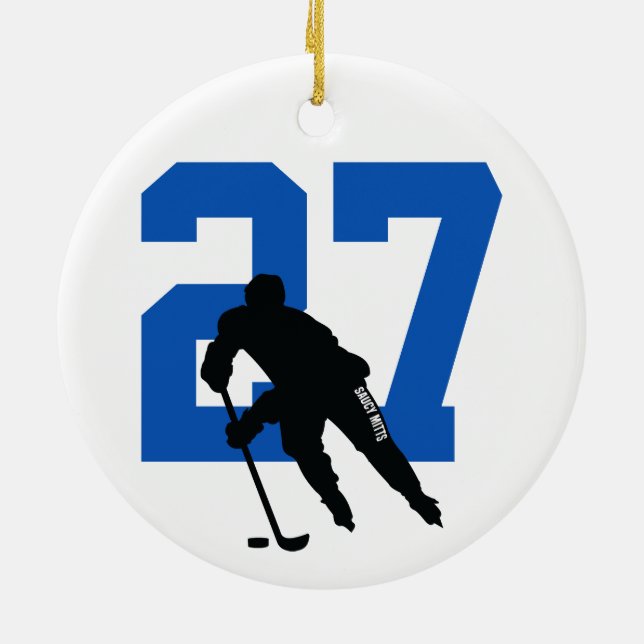 Adorno De Cerámica Jugador de hockey Personalizado personalizado núme (Atrás)