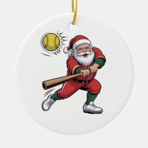 Adorno De Cerámica Jugador de Navidades de Softbol de Santa Sede Depo