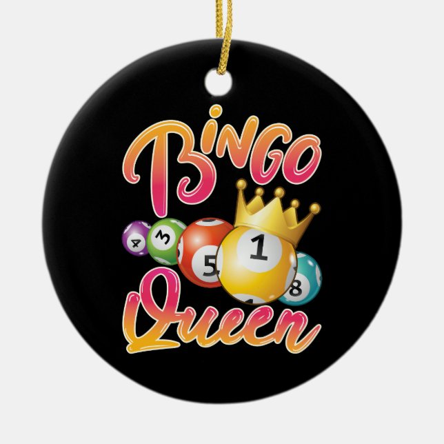 Adorno De Cerámica Jugador de Reina de Bingo (Frente)