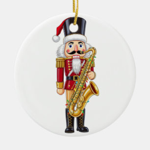 Adorno De Cerámica Jugador de Saxofón Cascanueces Festivo para Navida