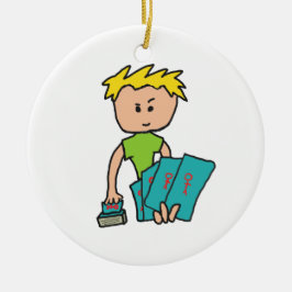Adorno De Cerámica Jugador de tarjetas