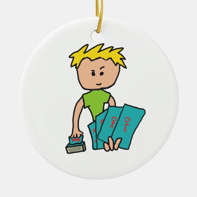 Adorno De Cerámica Jugador de tarjetas (Frente)